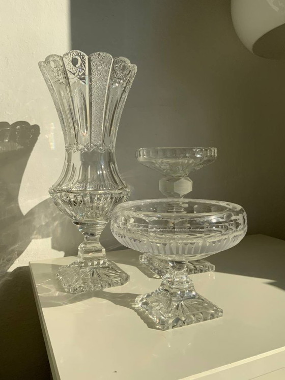 Image 1 of Raro set di 3 oggetti in cristallo di Boemia – Periodo storicista (circa 1880-1890)