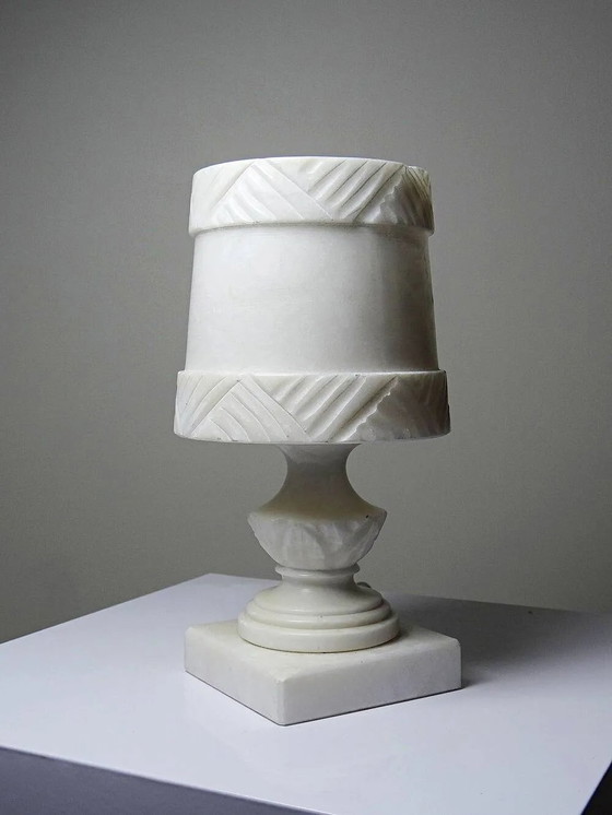 White sculpted alabaster night light, classic style, circa . – Table lamps, Marble (photo 15 of 15)