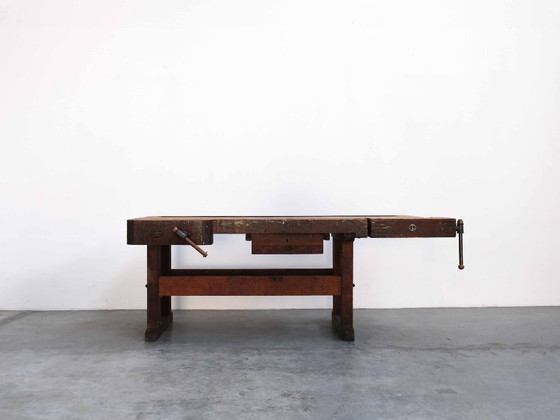Vintage "Ulmia" Workbench Planing Bench Loft Design, Sideboard, Wood, Brown (photo 2 of 13)
