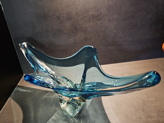 Image 1 of Coupe en turquoise du Val Saint Lambert.