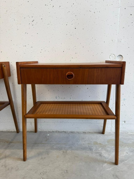 Image 1 of Set: 2 Mid Century Teak Nightstands, Refurbished, AB Carlstrom