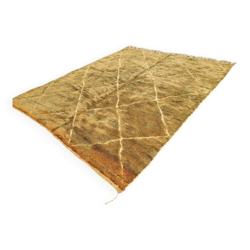 Gran alfombra Mrirt marroquí ocre y mostaza 350x300 cm – patrón de rombos