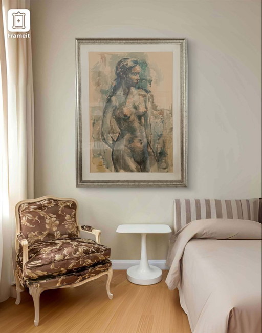 Belle aquarelle de nu de G. Heirbaut