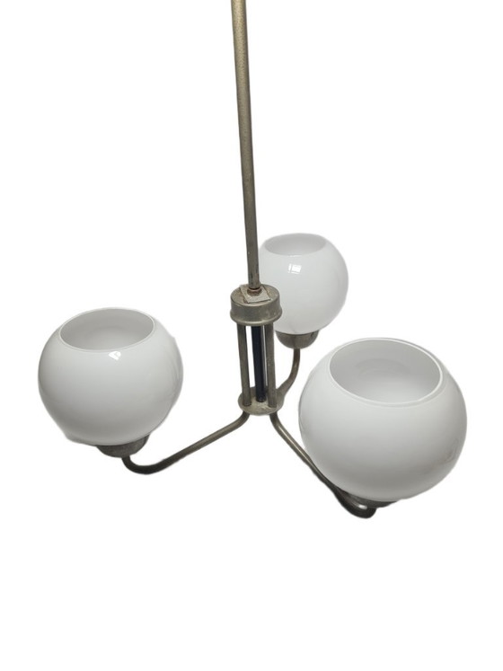 Lampadario in stile postmoderno, Polonia, anni '70 – Glass, Metal (photo 5 of 12)