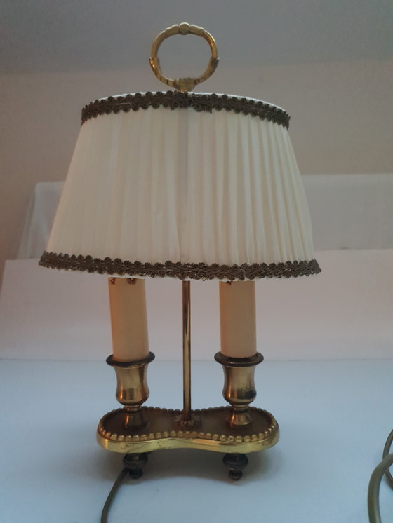 Image 1 of Vintage Bouillotte Lamp Toegeschreven aan Lucien Gau - Elegant Frans Ontwerp