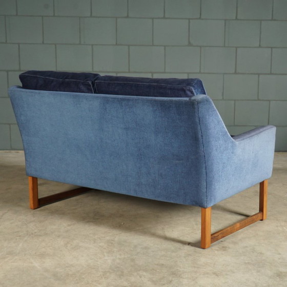 Image 1 of Vintage zithoek/zitgroep – blauw velours – JAB Anstoetz – jaren 70