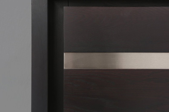 Image 1 of Brutalist Mid-century Belgian Black Oak Sideboard, Belgium 1970s