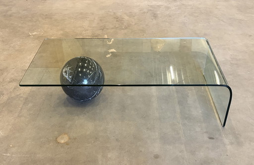 Giorgio Cattelan curved glass and marble coffee table