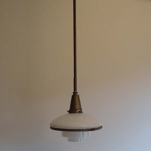 Lámpara colgante vintage de metal de Otto Muller para Sistrah Licht, Alemania, 1930