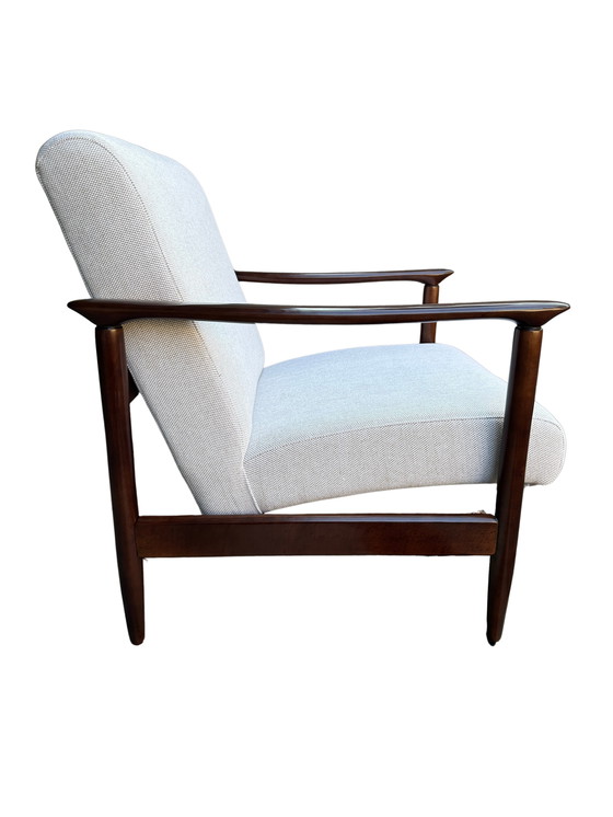 Image 1 of Mid Century Sessel aus beigem Leinen von Edmund Homa, 1960er Jahre, Satz mit zwei Stühlen