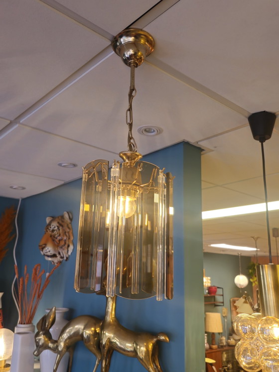 Lampada a Sospensione Vintage a Piastre Vetro Fumè Anni '70 – Lampade a sospensione, Brass, Glass (photo 10 of 14)