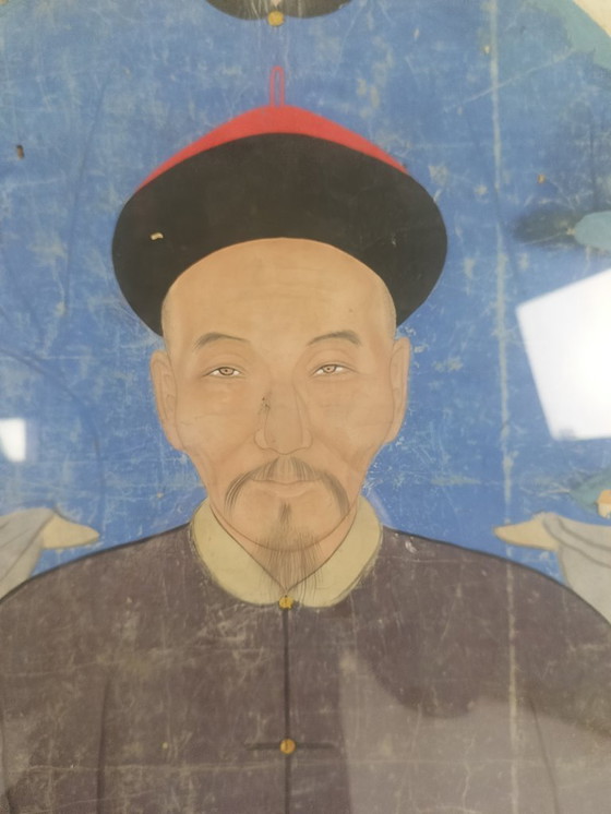 Image 1 of Retrato ancestral chino de la dinastía Qing