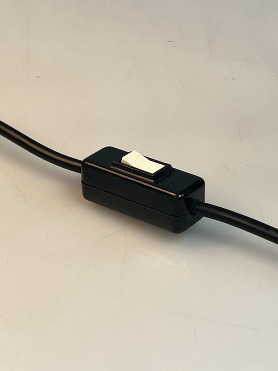Image 1 of Lampe de table/lampe de chevet vintage, pied chromé et abat-jour en cuir. Années 1970