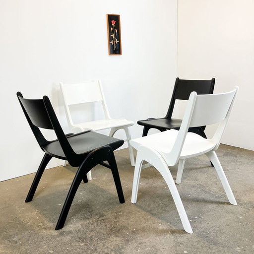 Chaises empilables de Casala, hêtre, années 1950