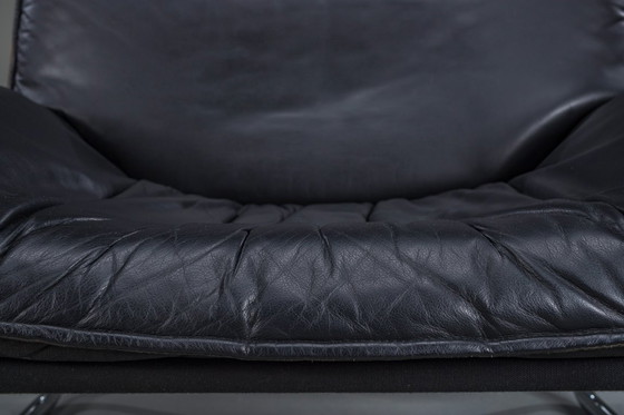 Image 1 of Bauhaus Lounge Chair in Black Leather attributed to Johan Bertil Häggström for Swed-Form / Ikea, Sweden, 1970s