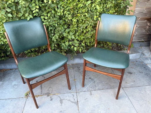 2 chaises danoises vintage Erik Buch années 1960 – eetkamerstoelen, Wood, Skai