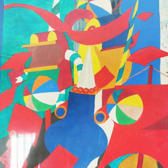 Image 1 of Dipinto surrealista di Bent Karl Jacobsen, Danimarca, anni '70.