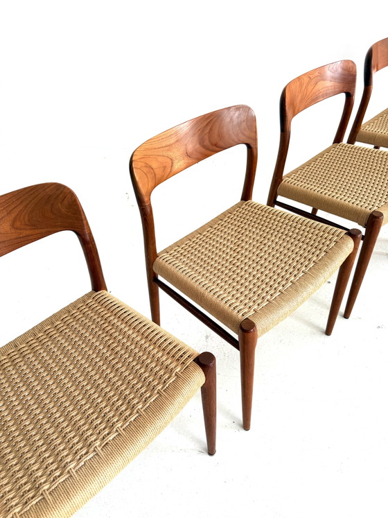 6x modèle vintage n° 75, Niels Otto Møller '60 – Chaises de salle à manger, Wood, Paper (photo 5 of 13)