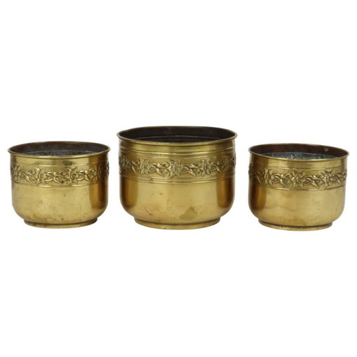 Oude Messing Repoussé Bloembakken Unis Paris – plantenbak, Brass (photo 2 of 18)