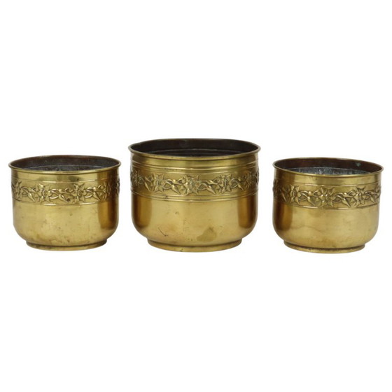 Oude Messing Repoussé Bloembakken Unis Paris – Plantenbak, Brass (photo 2 of 18)