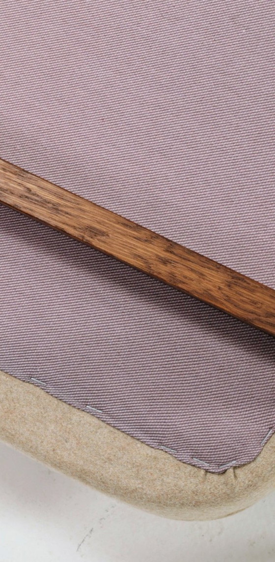 Image 1 of Mid century modern design armchair camel beige wool oak wood by Chierowsky 