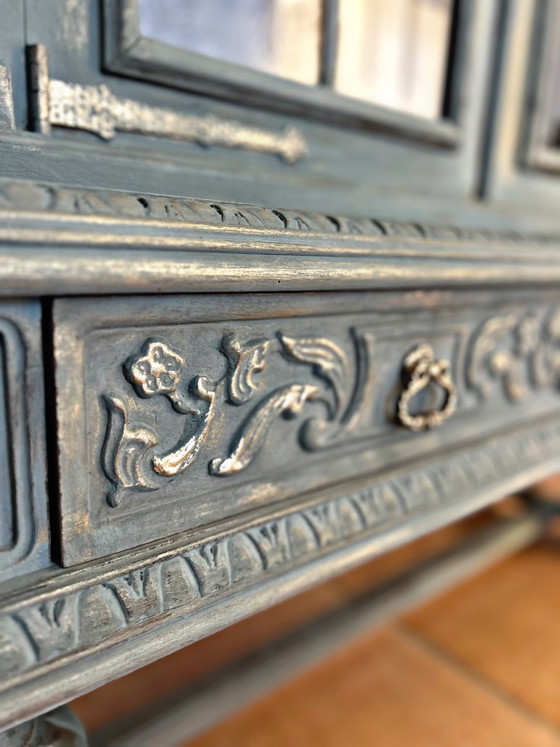 Image 1 of 🌿 Vetrina antica patinata – stile neorinascimentale / casa ricca di carattere