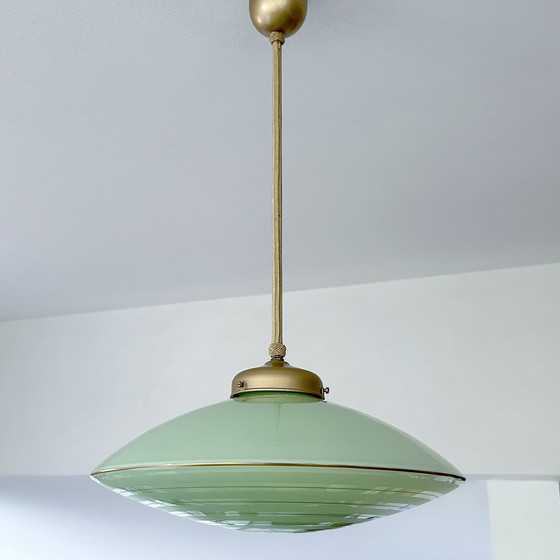 Image 1 of Vintage Art Deco  Glass Pendant Lamp