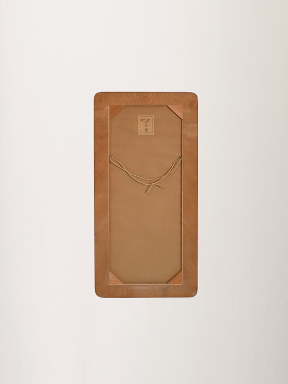 Image 1 of Zweedse teakhouten spiegel met gevormd glas