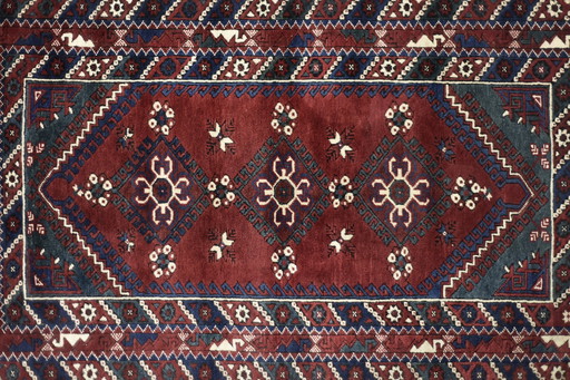 Vintage Red Hand-Woven Oriental Afghan Rug, 1970s