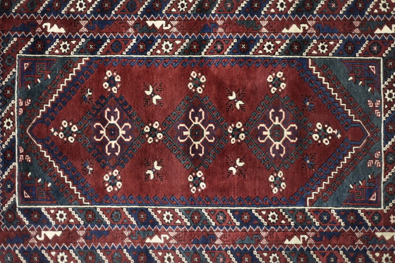 Image 1 of Vintage Red Hand-Woven Oriental Afghan Rug, 1970s