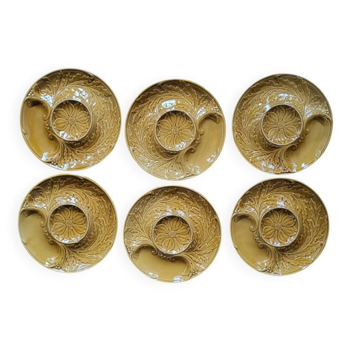 6 artichoke plates Barbotine Gien