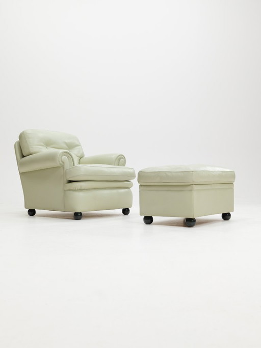 Poltrona Frau 'Dream B' Armchair and Ottoman,Italy,1980s