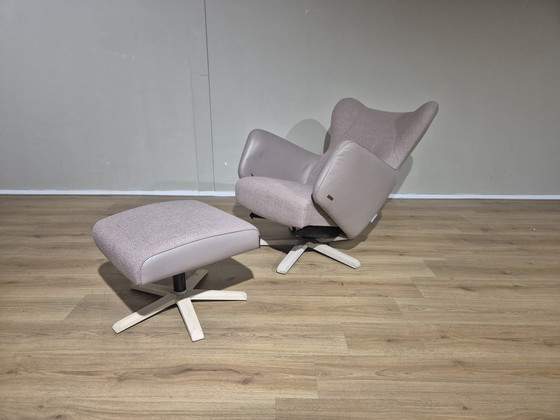 Image 1 of Fauteuil relax réglable Ashley - Rose ancien - Cuir taupe