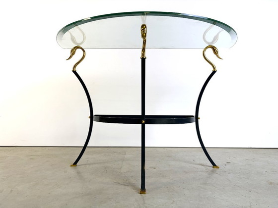 Console Hollywood Regency en laiton cygne, années 1980 – Verre, Fer (photo 9 of 11)