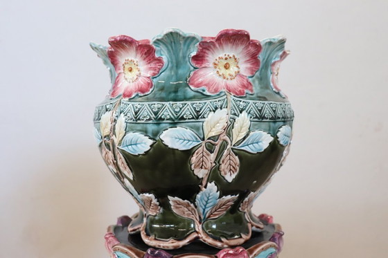 Image 1 of Vaso in ceramica Art Nouevau con colonna, Italia, inizio XX secolo