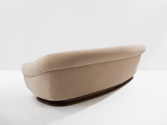 Image 1 of Isa Bergamo large Art Deco walnut mohair velvet sofa 1940s