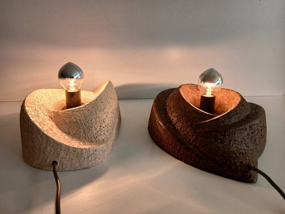 Image 1 of Keramieken Brutalist wandlampen van Chamotte Klei 