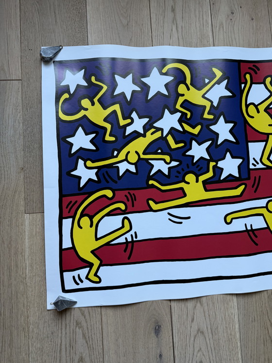 Image 1 of American flag Keith haring street art 80s design 