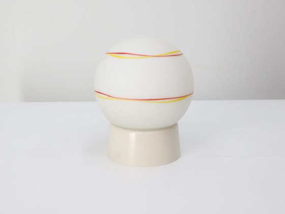 Vintage ceiling light / glass plastic / white yellow red / Niko, Metal (photo 4 of 5)