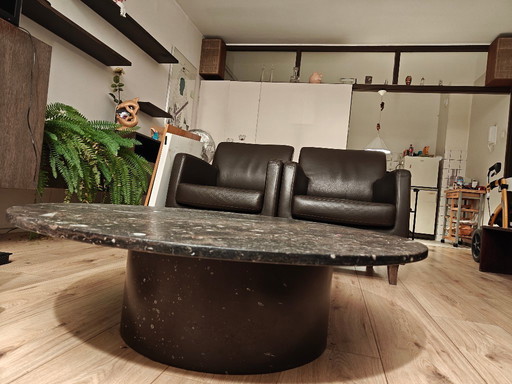 Mesa de centro de mediados de siglo de Heinz Lilienthal con tablero de mármol fósil