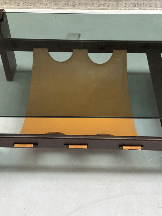 Image 1 of Couchtisch aus der Mitte des 20. Jahrhunderts aus Wengeholz mit Rauchglas