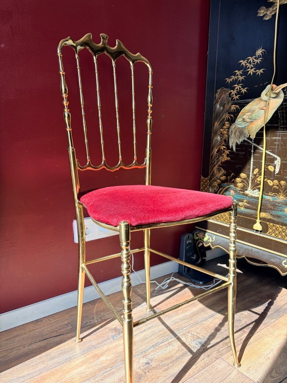 Image 1 of 2 sedie Chiavari in ottone, bianche e rosse