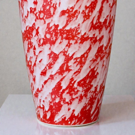 Image 1 of Large handcrafted vase with speckled red enamel