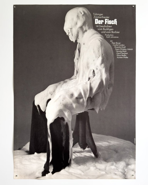 Image 1 of 🐟 Der Fisch – 1968 – Originalplakat von F+R Grindler für das Tübinger Zimmertheater | 84 × 59 cm | Westdeutschland