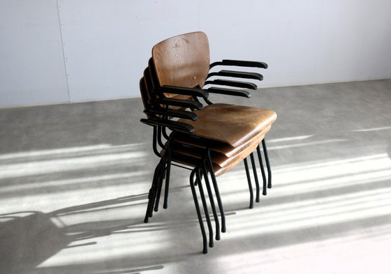 Image 1 of 6 chaises d'école vintage