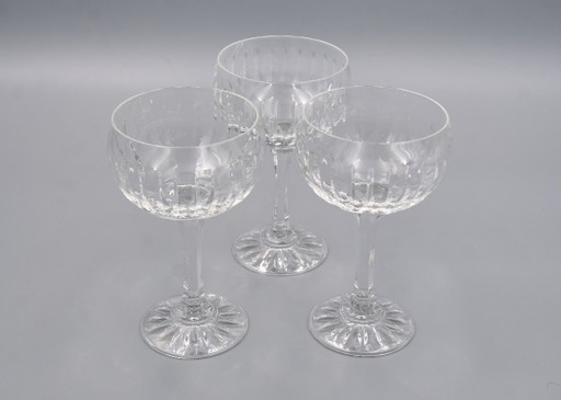 6 champagnecoupes van kristal in vintage-stijl, jaren 60-stijl