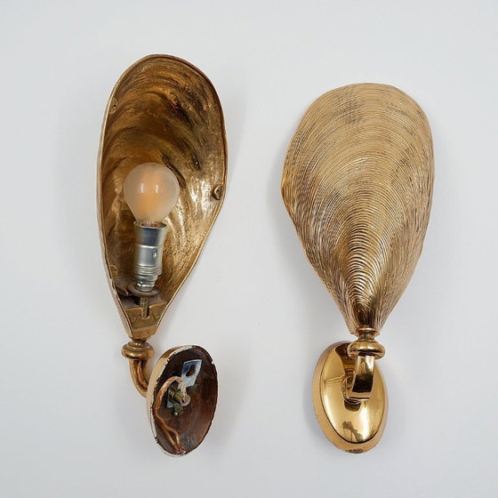 Image 1 of Coppia di applique in bronzo a forma di conchiglia di Maison Jansen - anni '70 (disponibili 2 paia)