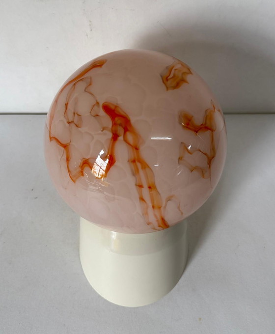 Image 1 of Fraaie vintage roze oranje Art Deco gemarmerde wandlamp lampThabur