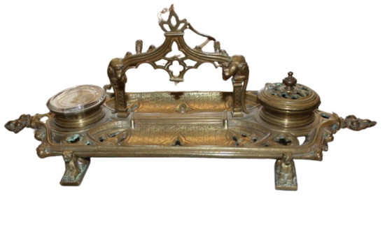 Image 1 of Calamaio doppio antico “Napoleone III” in bronzo – fine XIX secolo