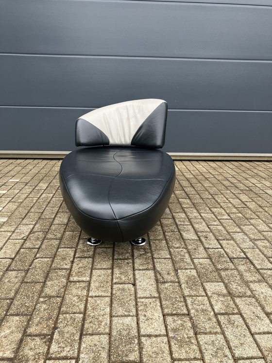 Image 1 of Leolux Kikko Chaise longue relax Senso pelle nera ZGAN!!!